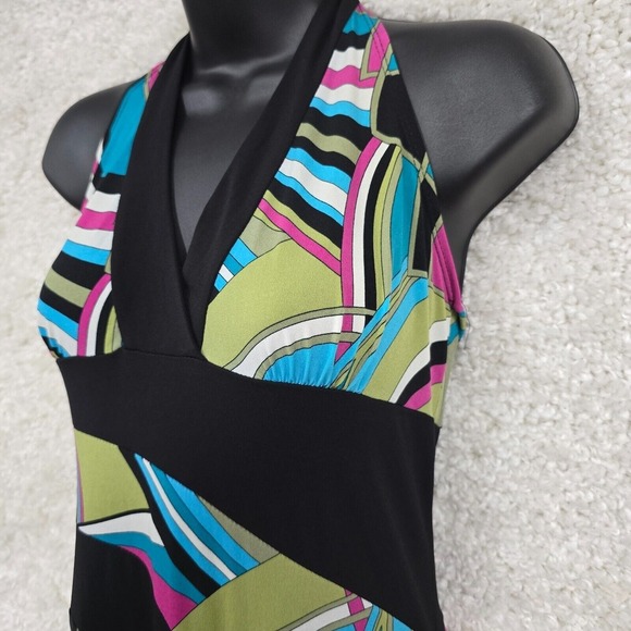 Vintage A Byer Dress Women M Green Pink Halter Babydoll Psychedelic Y2K USA - Picture 4 of 10